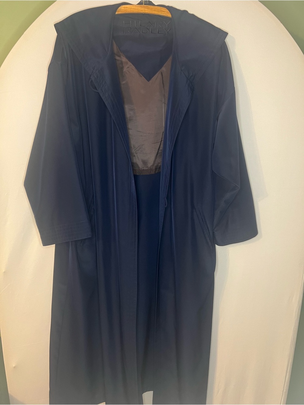Hilary Radley Navy Blue Hooded Trench Coat